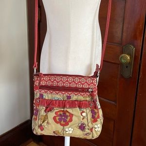 Fossil red floral crossbody purse